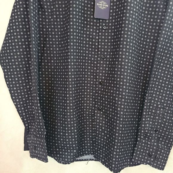 New Silver Stone Men's (XXL) Black Modern Fit Button Up Long Sleeve Shirt - Picture 3 of 12
